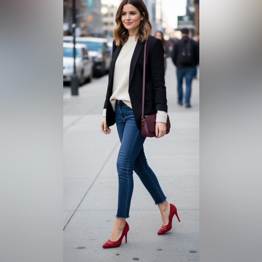 J.Renee Starlet Red Studded Suede Pumps 8.5 and Bag Set